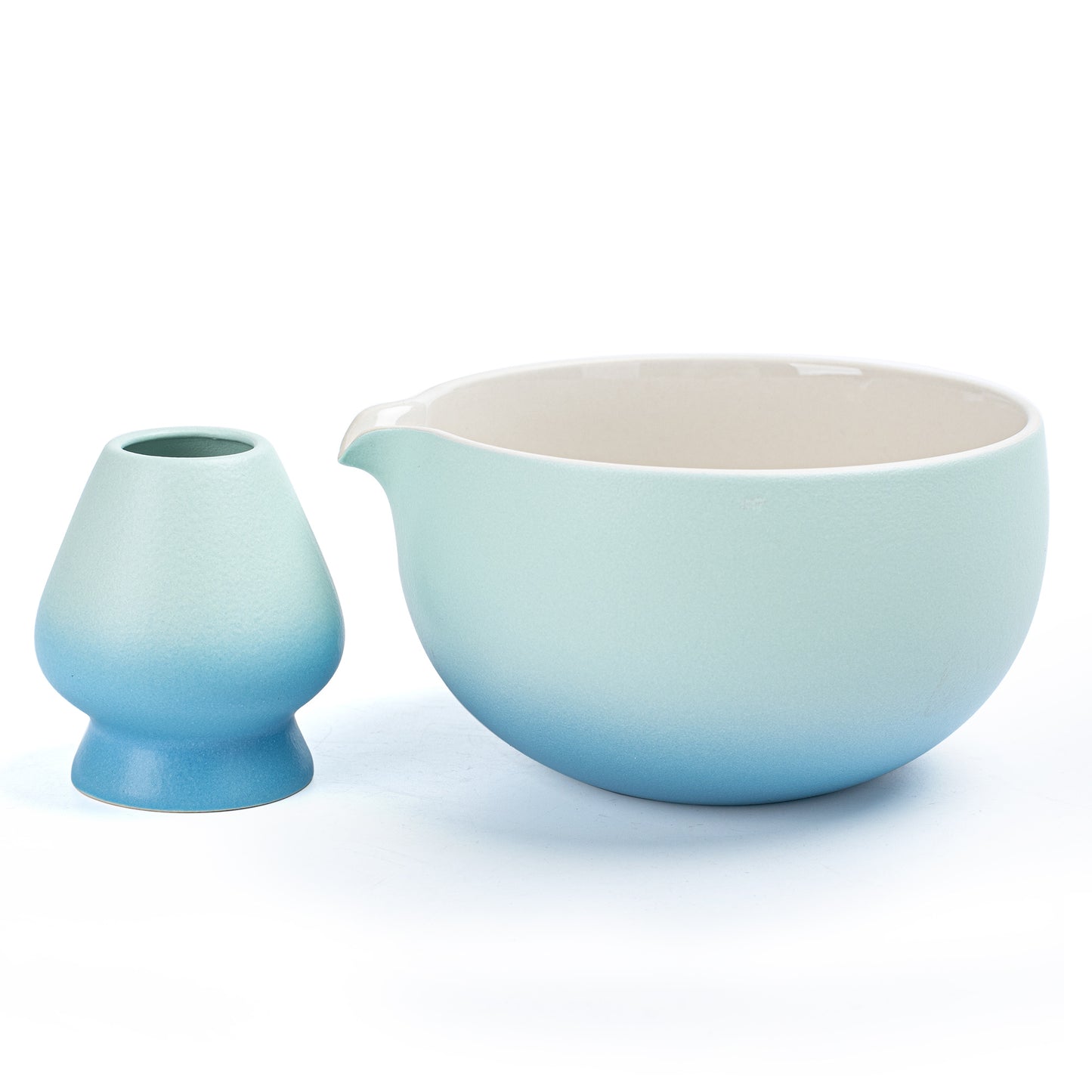 Matcha Bowl with Whisk Holder Skyblue