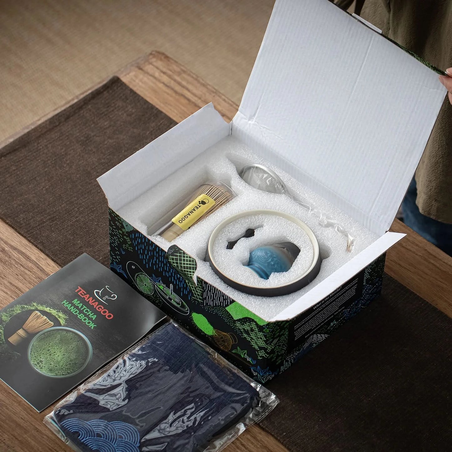 Matcha Set-Beginner Set Landscape Black Blue Round Bowl