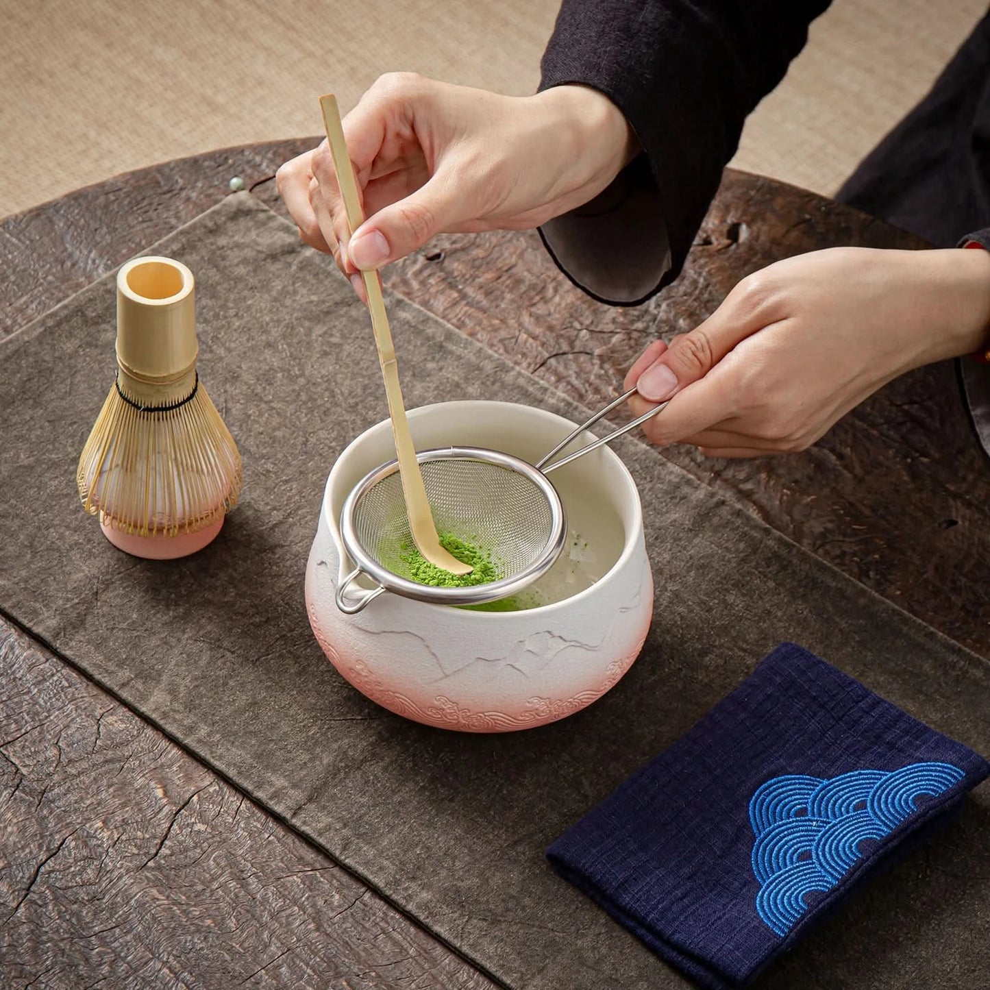 Matcha Set-Beginner Set Landscape Pink White Pointy Bowl