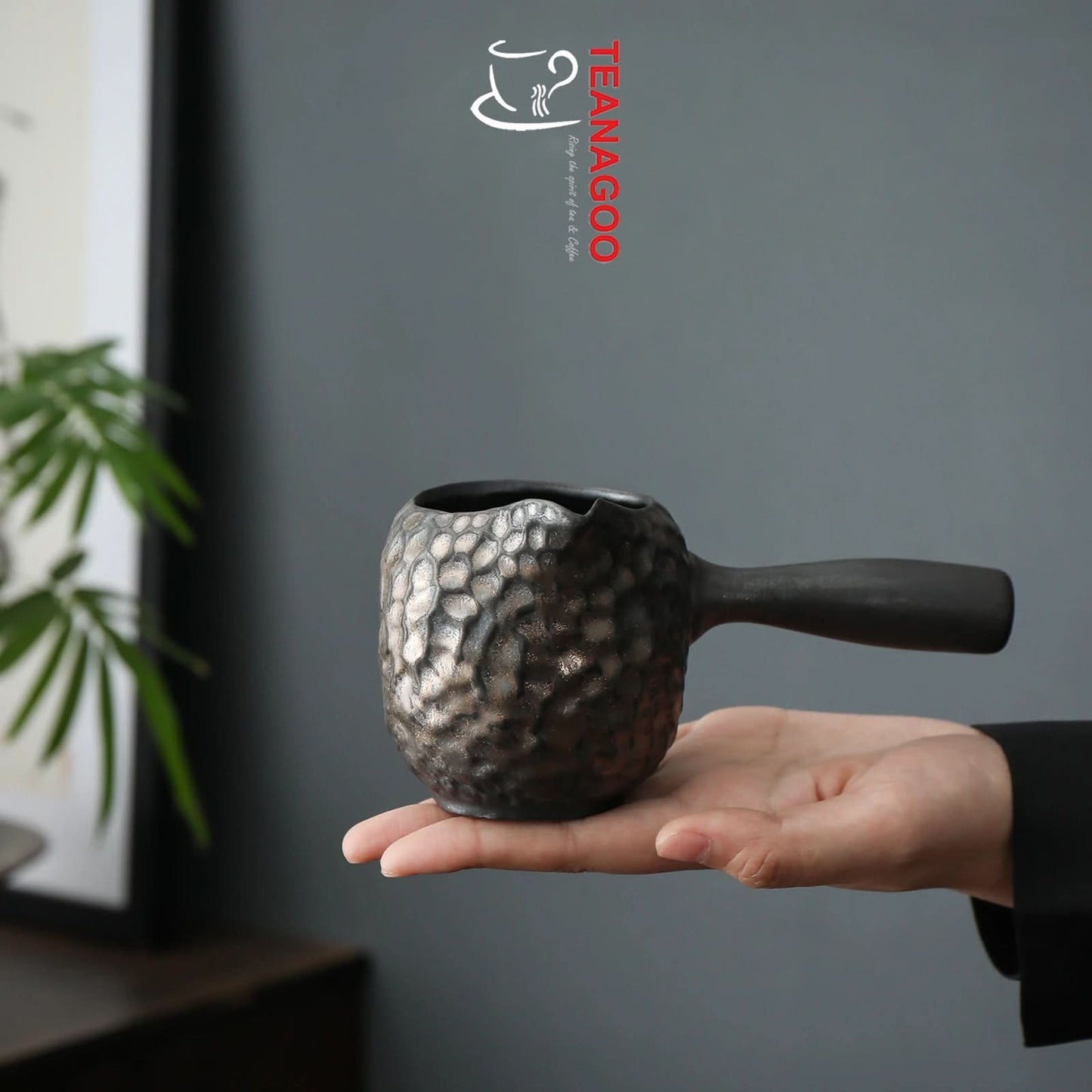 Handmade Japanese Style Glazed Pottery Fair Cup with Handle