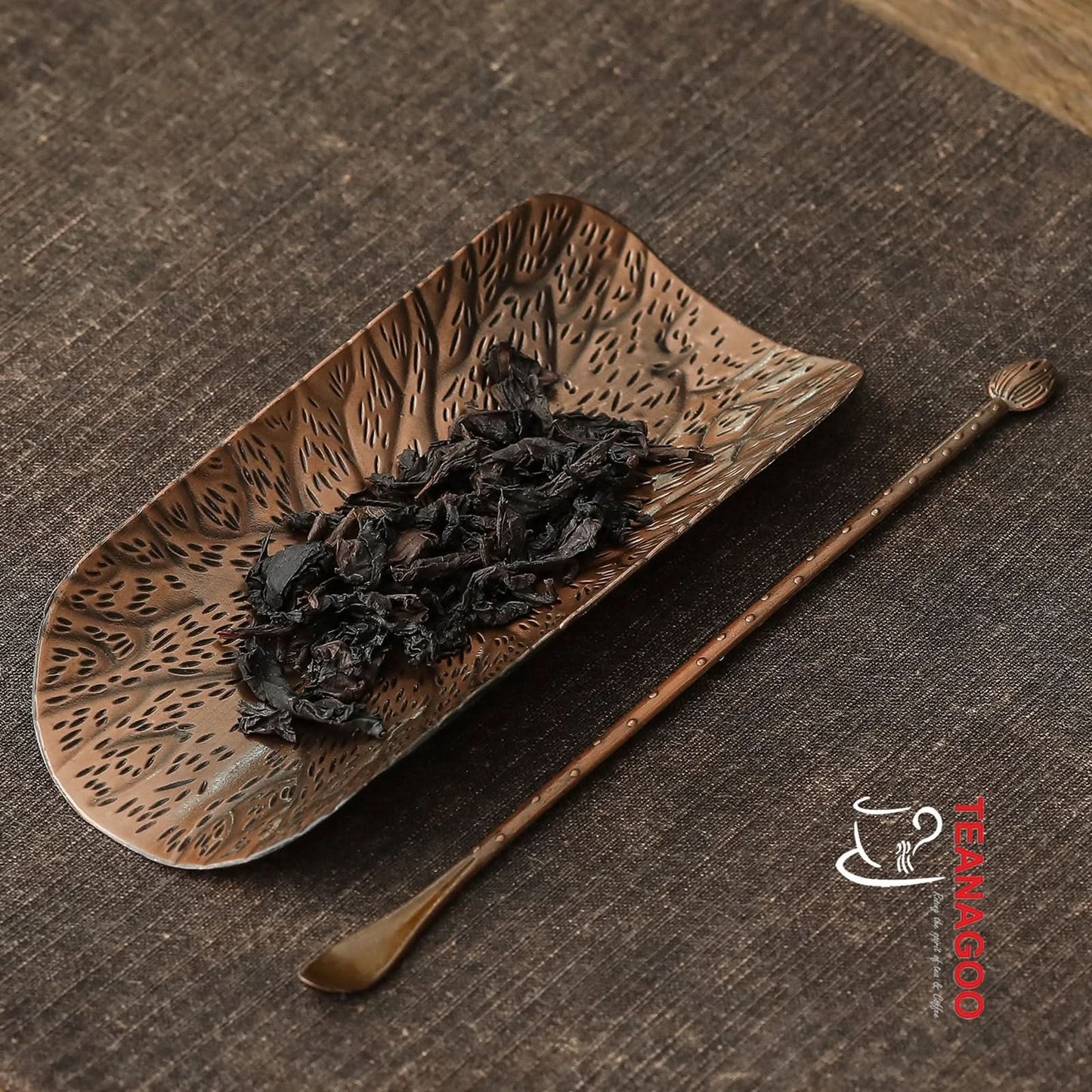 Alloy Copper Autumn Leaf Tea Holder, 2pcs/set