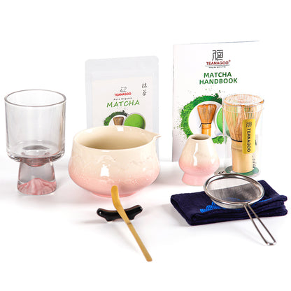 Pink Princess Matcha Set-Snow Mountain Set with Pink Glass Cup and 30g Premium Grade Matcha