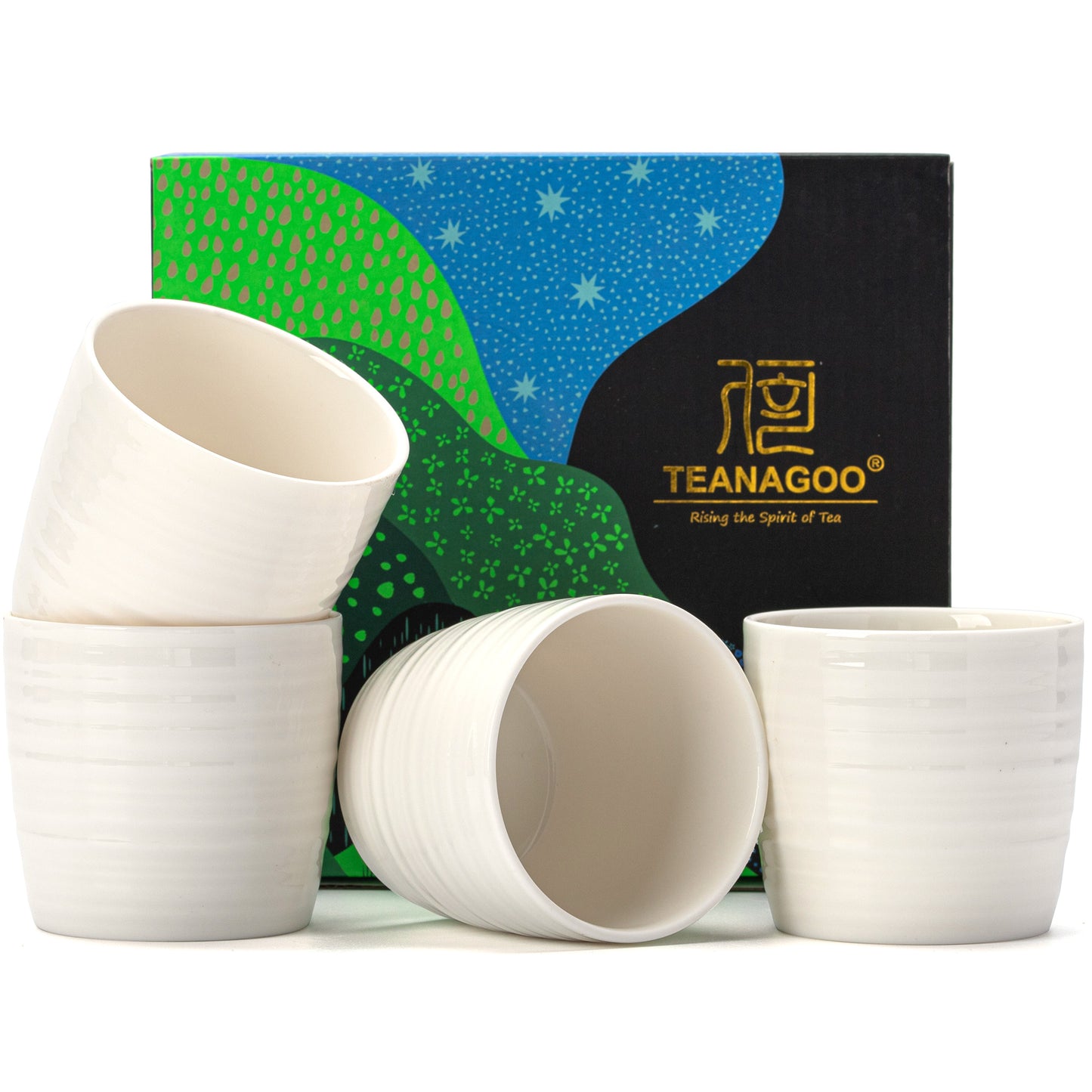 Japanese Tea Cups 4 pcs Set Pure White
