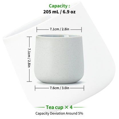 Japanese Tea Cups 4 pcs Set Dusty White