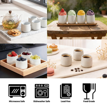 Japanese Tea Cups 4 pcs Set Dusty White