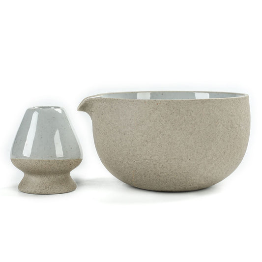 Matcha Bowl with Whisk Holder Dusty Grey