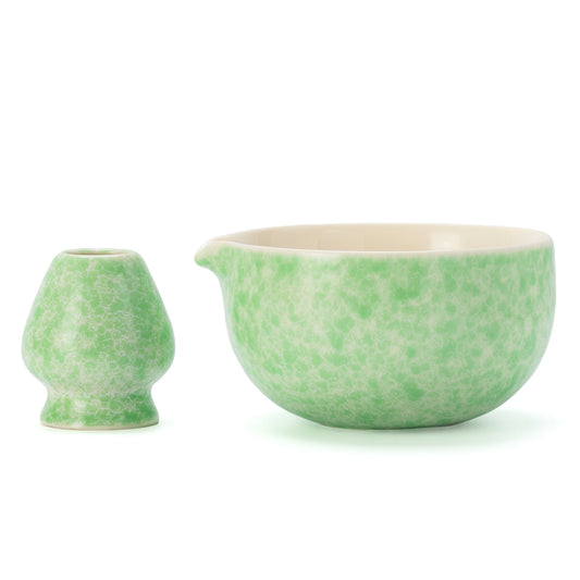 Matcha Bowl with Whisk Holder Green Paradise