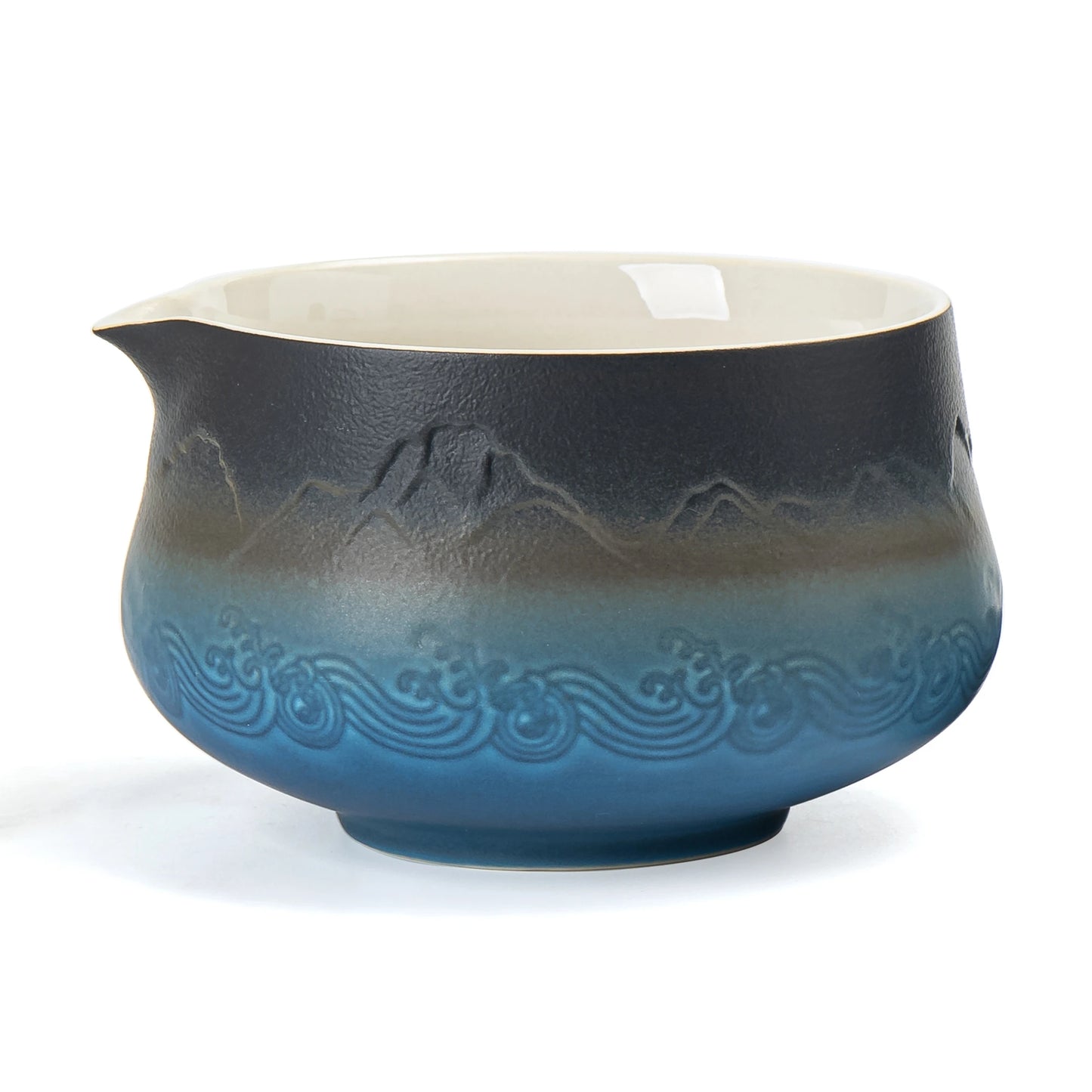 Black Blue Matcha Bowl with Spout