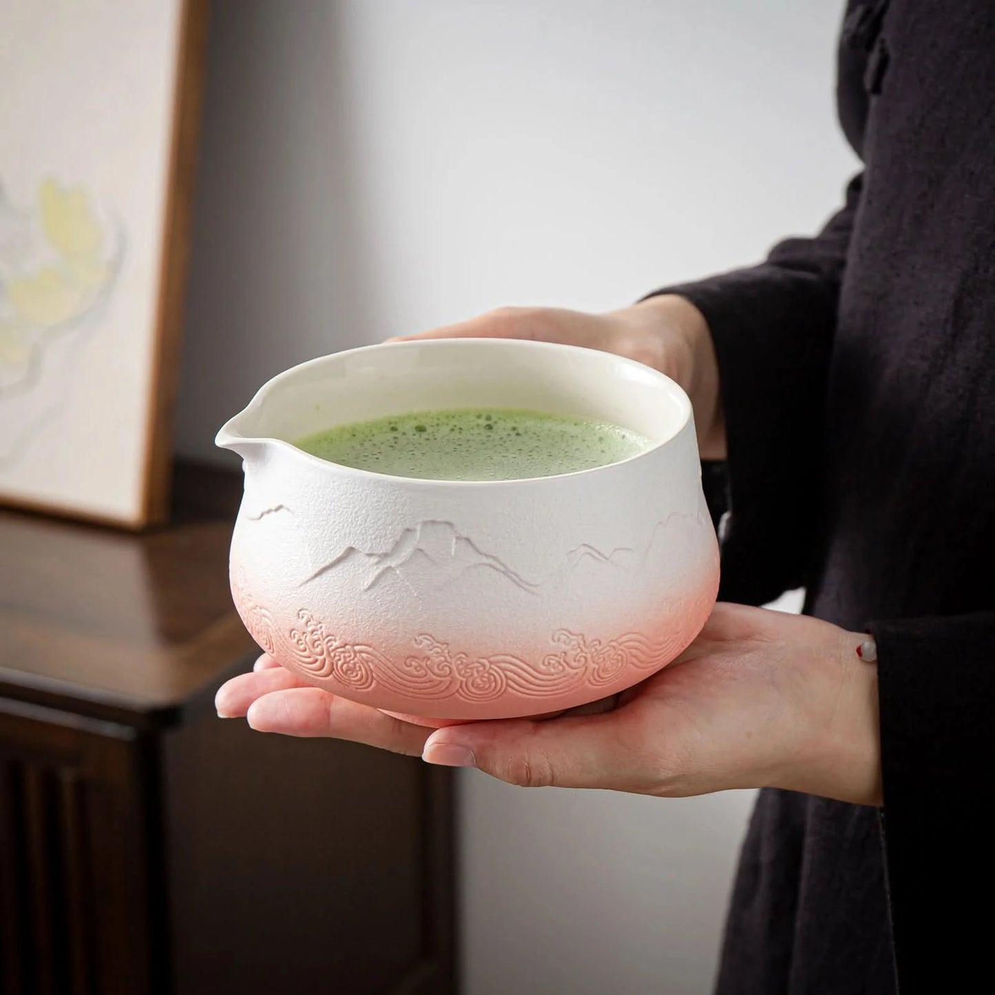 Matcha Set-Beginner Set Landscape Pink White Pointy Bowl