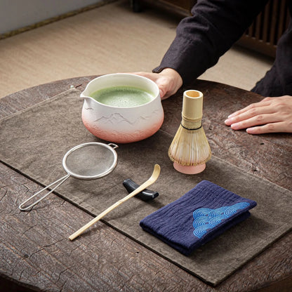 Matcha Set-Beginner Set Landscape Pink White Pointy Bowl