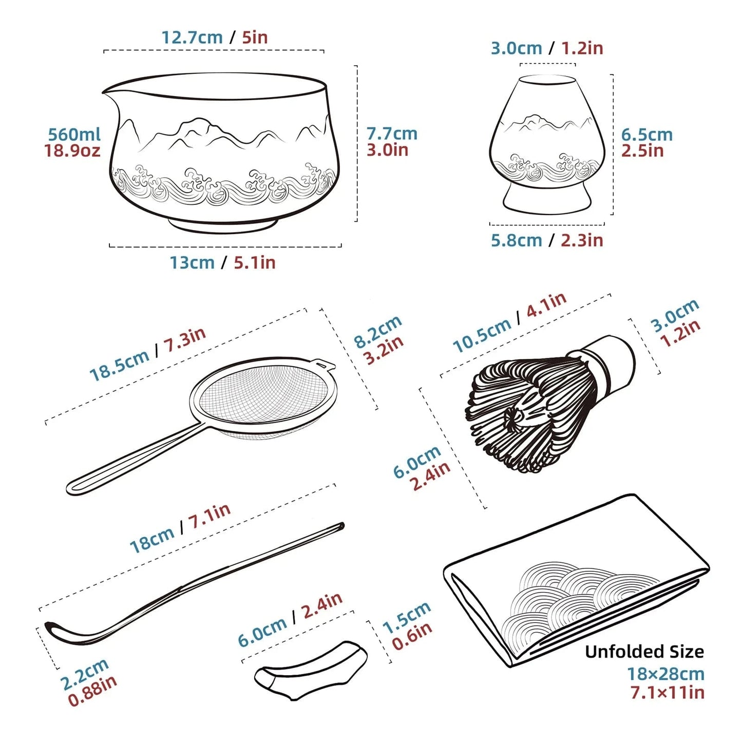 Matcha Set-Beginner Set Landscape Pink White Pointy Bowl