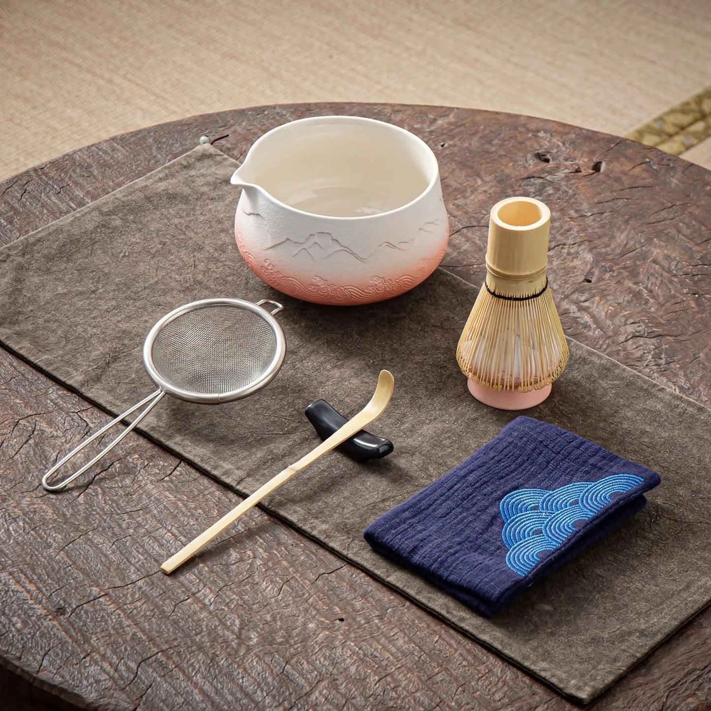 Matcha Set-Beginner Set Landscape Pink White Pointy Bowl