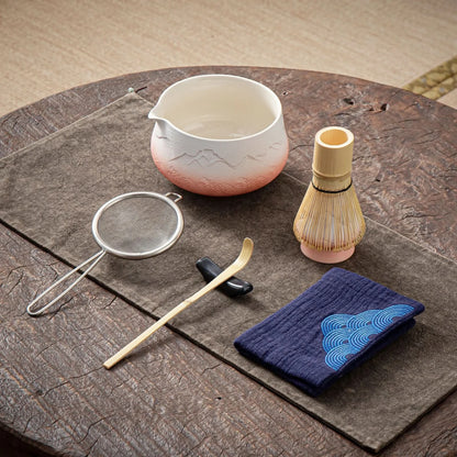 Matcha Set-Beginner Set Landscape Pink White Pointy Bowl