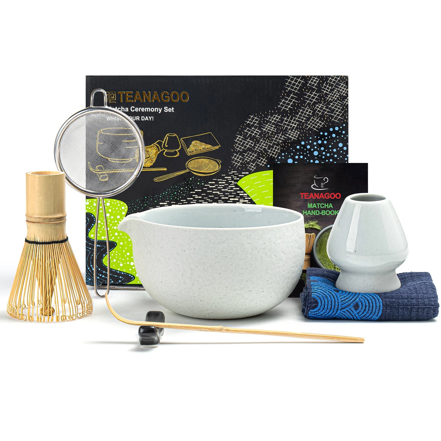 Dusty White Matcha Bowl with Spout
