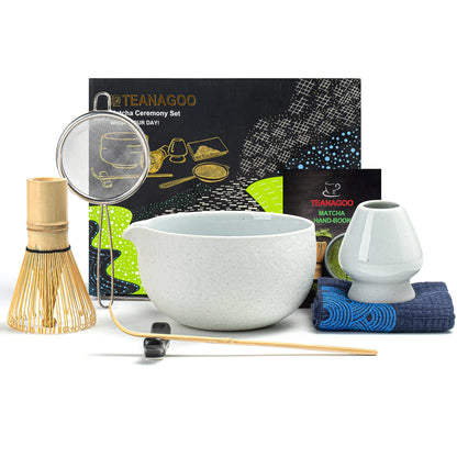 Dusty White Matcha Bowl with Spout