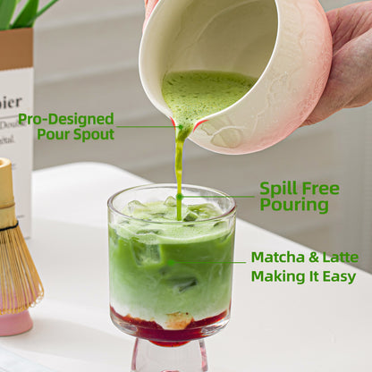 Snow Mountain Pink Matcha Bowl with Spout