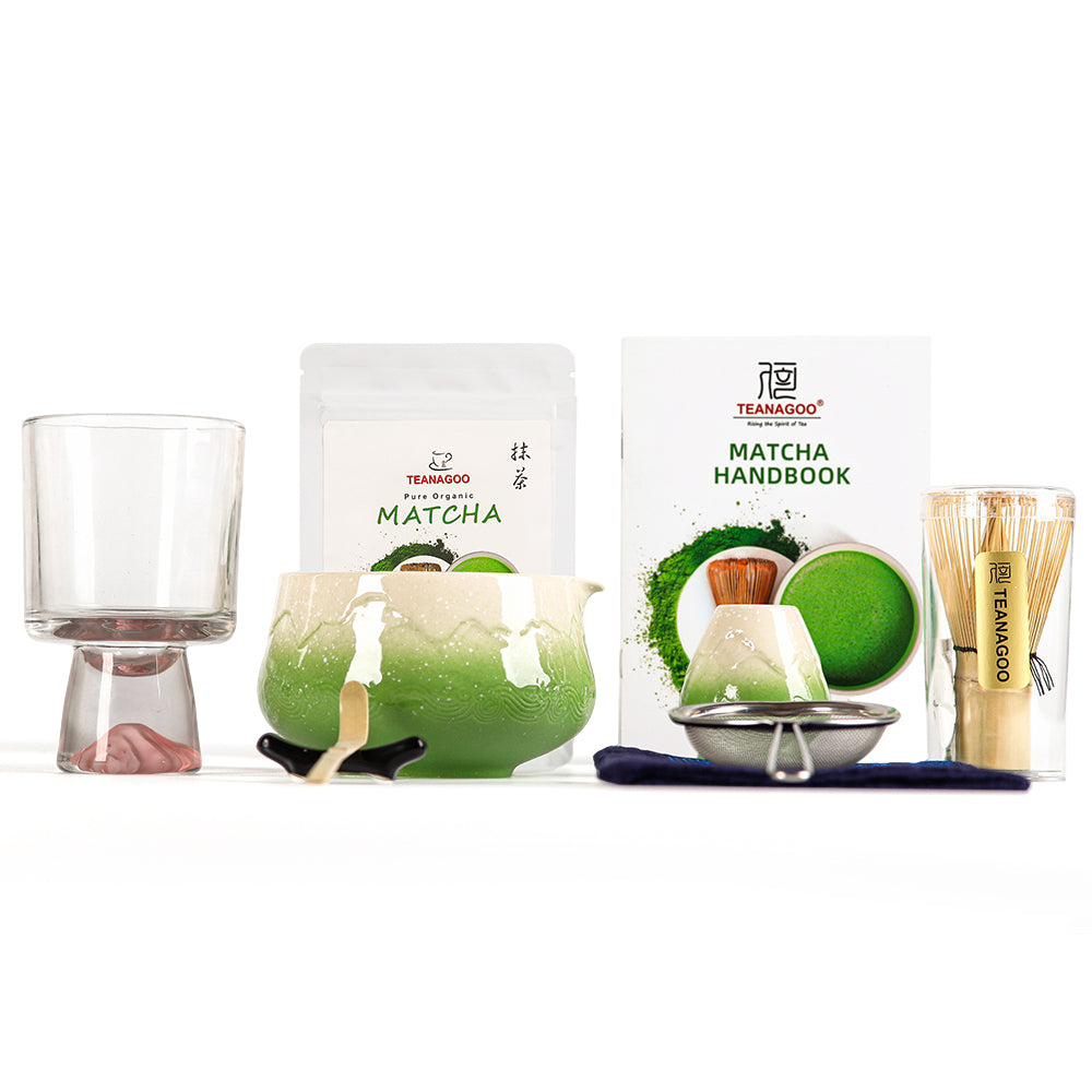 Pink Princess Matcha Set-Snow Mountain Set with Pink Glass Cup and 30g Premium Grade Matcha