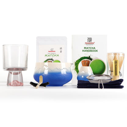 Pink Princess Matcha Set-Snow Mountain Set with Pink Glass Cup and 30g Premium Grade Matcha