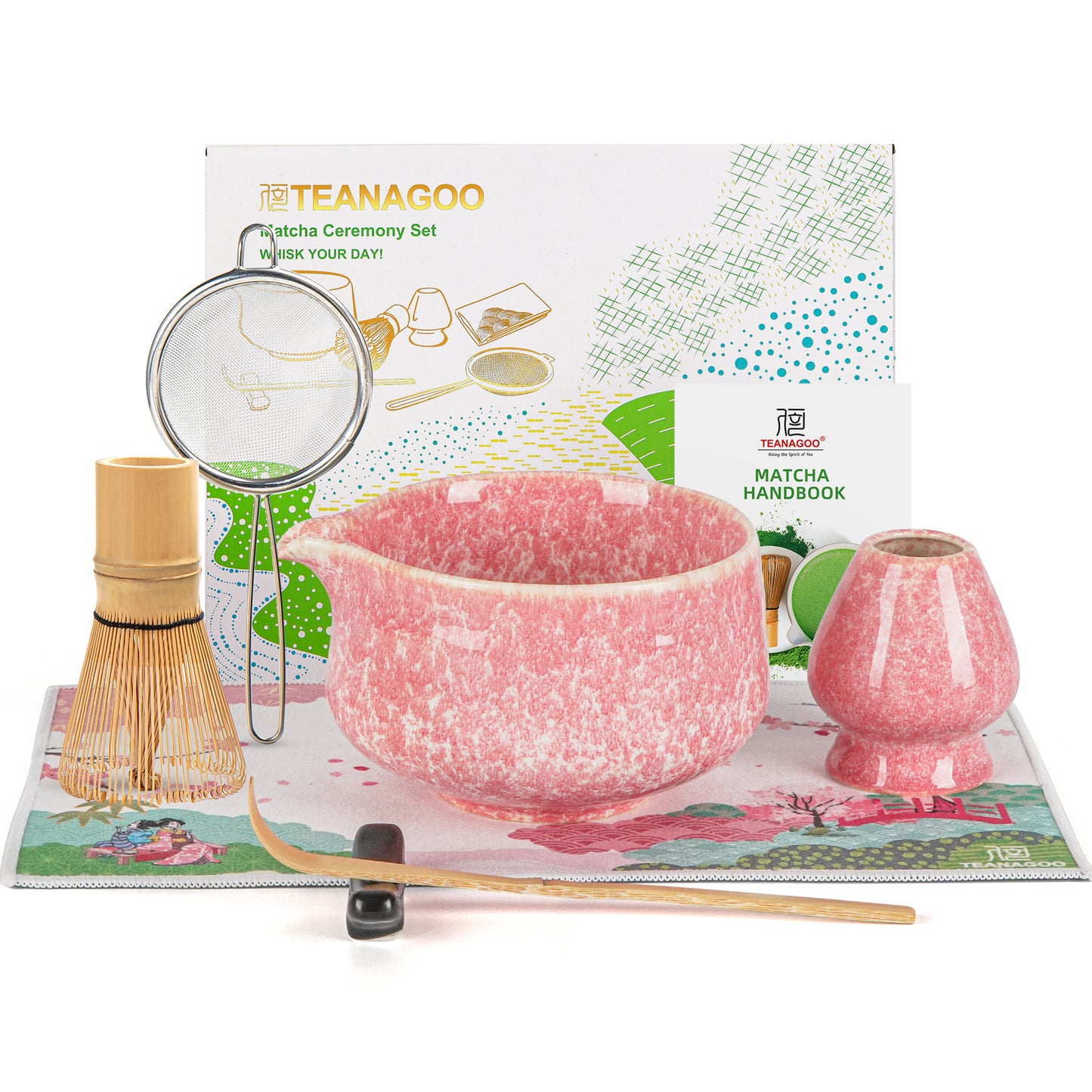 Pink Ocean Matcha Bowl with Spout