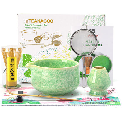Green Ocean Matcha Bowl with Spout
