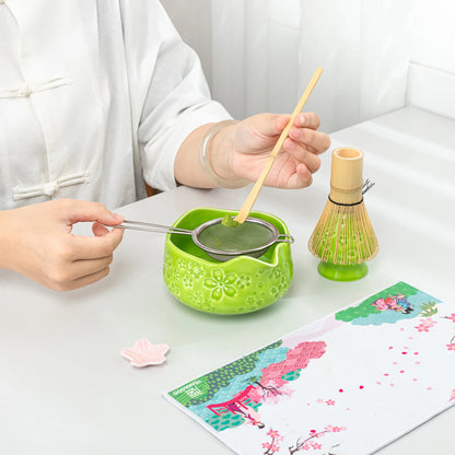 Sakura Green Matcha Bowl with Spout