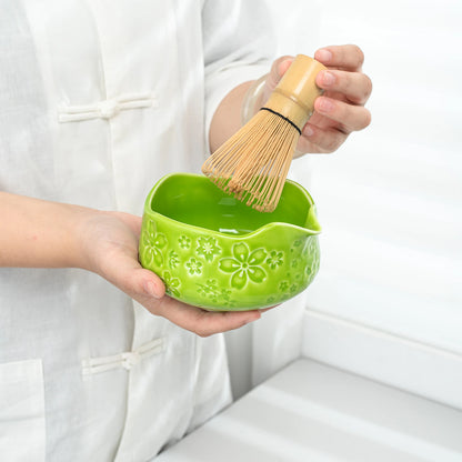 Sakura Green Matcha Bowl with Spout
