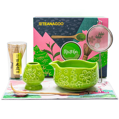 Sakura Green Matcha Bowl with Spout
