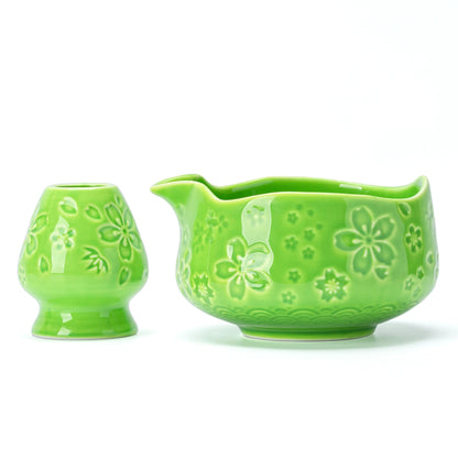 Sakura Green Matcha Bowl with Spout