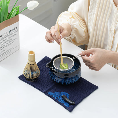 Matcha Set-Beginner Set Deep Ocean Pointy Bowl