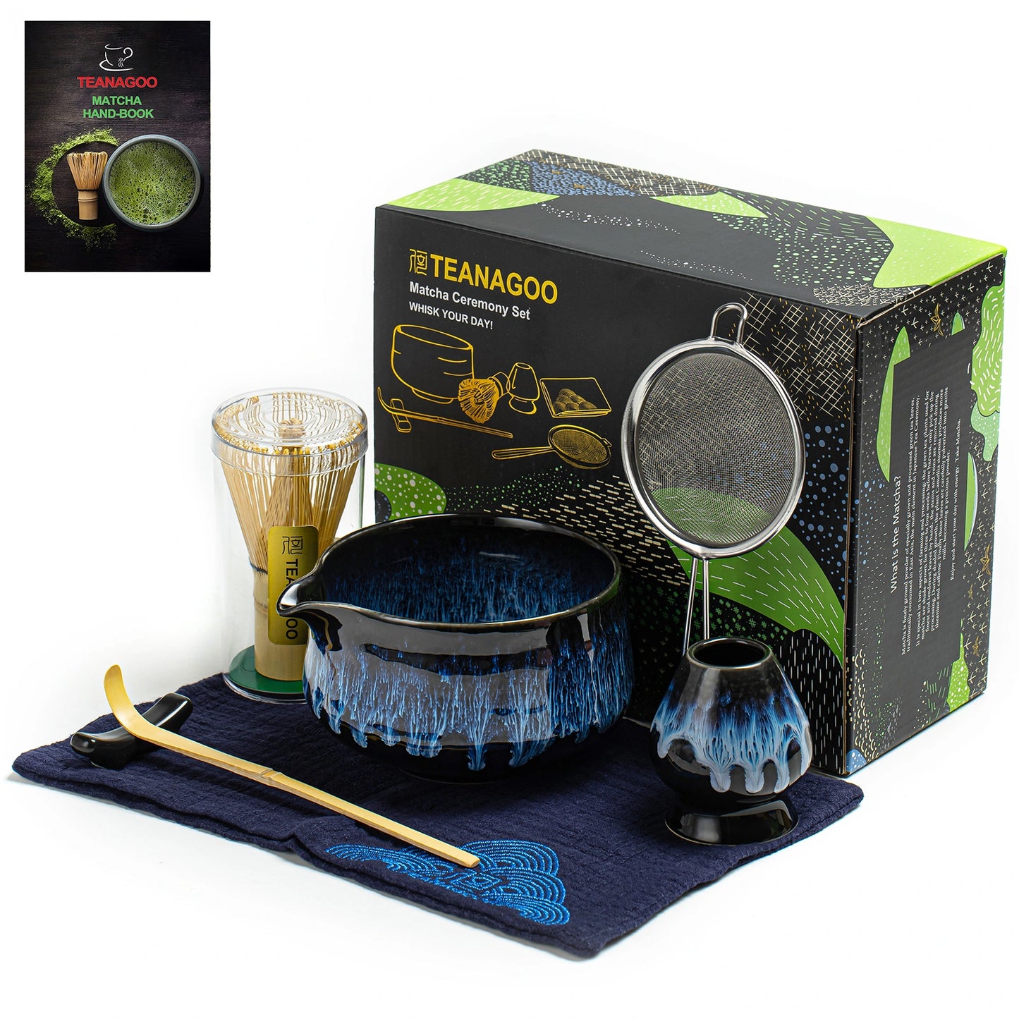 Matcha Set-Beginner Set Deep Ocean Pointy Bowl