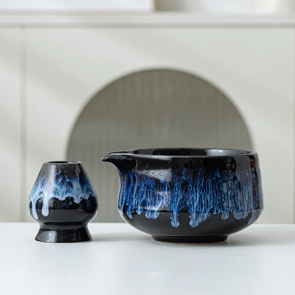 Matcha Set-Beginner Set Deep Ocean Pointy Bowl