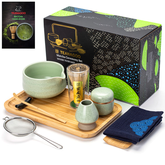 Matcha Set-Advanced Set Green Web Pointy Bowl