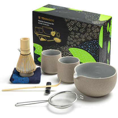 Dusty Grey Matcha Bowl with Spout