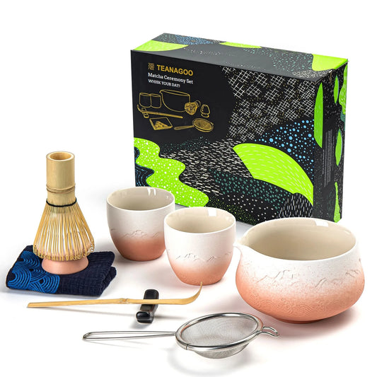 Matcha Set-Sharing Set Landscape Pinky White Pointy Bowl