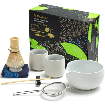Dusty White Matcha Bowl with Spout