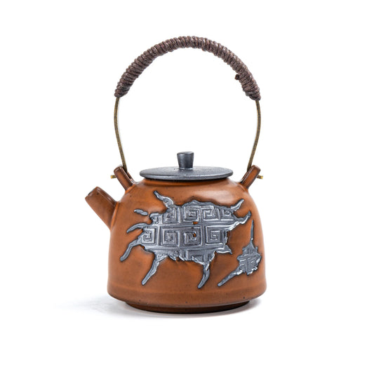 Ancient Script Bridge Handle ZEN Teapot Earth Tone 180ml