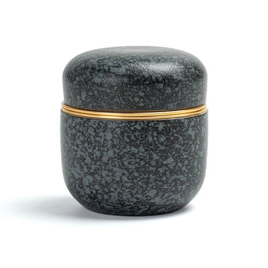 Tea Tin-Celadon Ceramic Tea Canister for Matcha Powder 18g Obsidian
