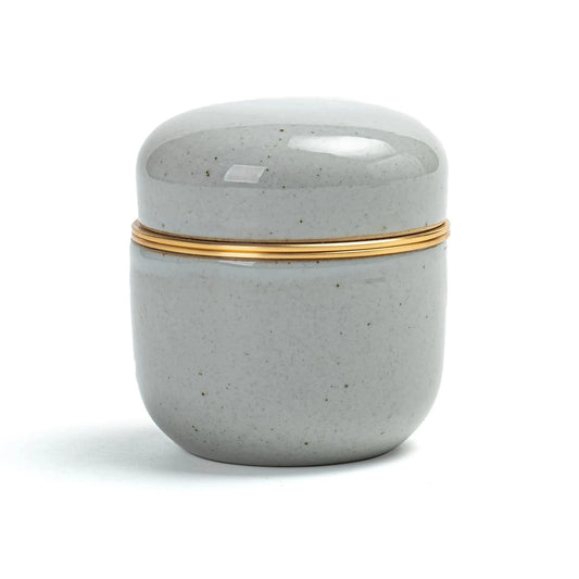 Tea Tin-Celadon Ceramic Tea Canister for Matcha Powder 18g Dusty Grey