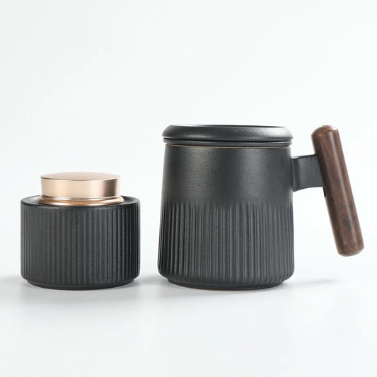 Ceramic Tea Brewing Mug with Tea Canister, Luxury Gift Packing, 340ml/12oz