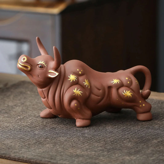 Cute Buffalo Pottery Tea Toy Chinese Kungfu Tea Set Pet Tea Tray Tea Pet Handmade Teapet