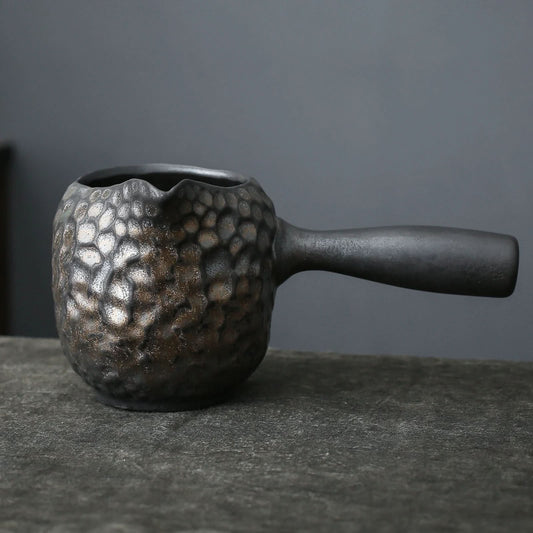 Handmade Japanese Style Glazed Pottery Fair Cup with Handle