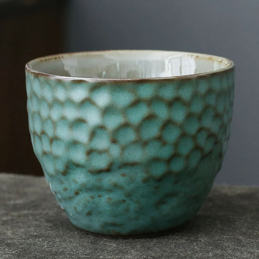 Handmade Kiln Changeable Hammer Pattern Ceramic Tea Cup