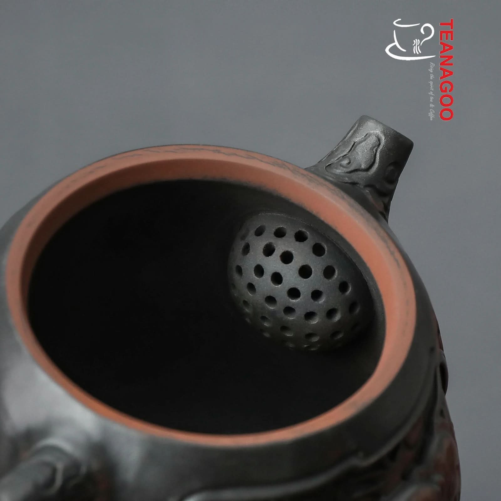 Handmade Purple Pottery Dragon and Phoenix Teapot 210ml