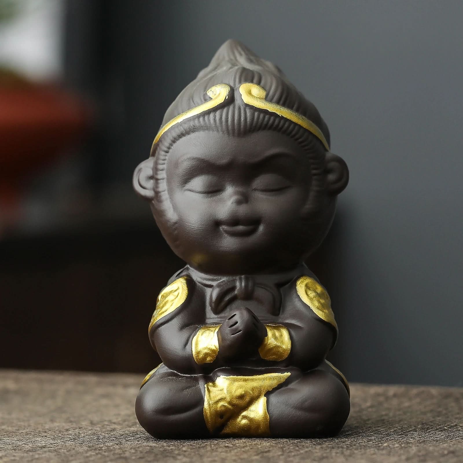 Monkey King Decor Pottery Tea Toy Chinese Kungfu Tea Set Pet Tea Tray Tea Pet Teapet