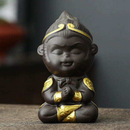 Monkey King Decor Pottery Tea Toy Chinese Kungfu Tea Set Pet Tea Tray Tea Pet Teapet