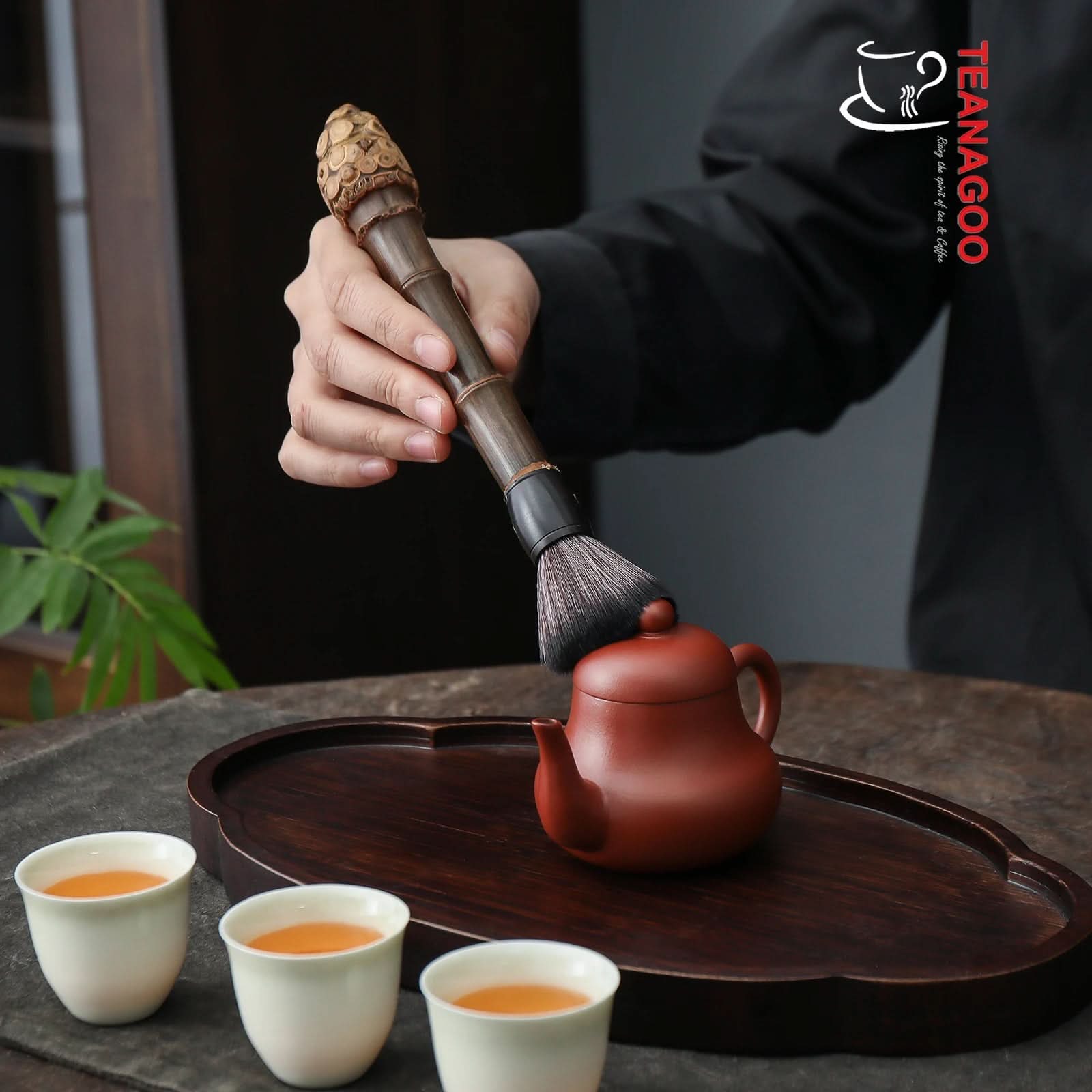 Rose Wooden Tea Pot Brush Chinese Kungfu Tea Ceremony Accessories TEANAGOO Bamboo Tea Brush