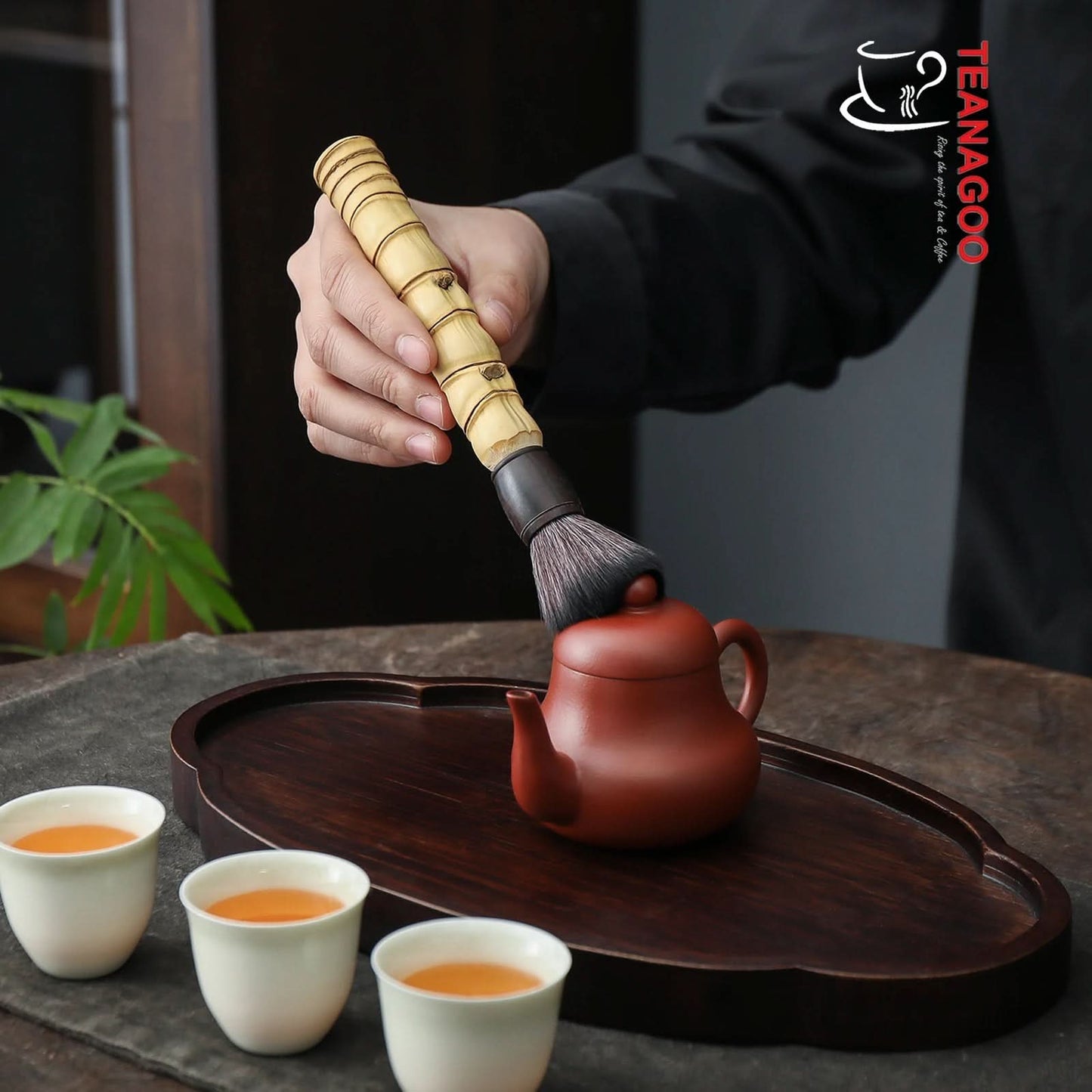 Rose Wooden Tea Pot Brush Chinese Kungfu Tea Ceremony Accessories TEANAGOO Bamboo Tea Brush