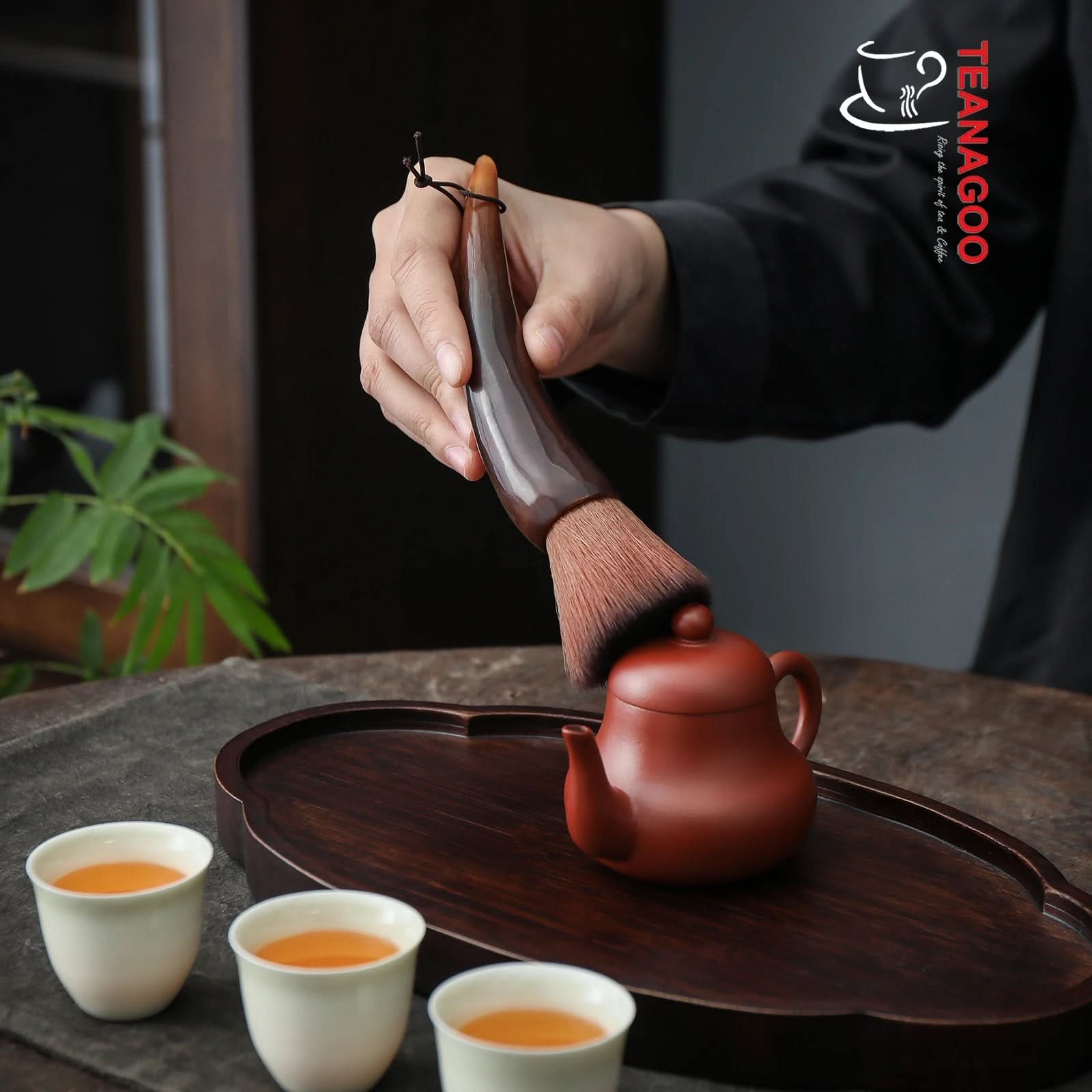Rose Wooden Tea Pot Brush Chinese Kungfu Tea Ceremony Accessories TEANAGOO Bamboo Tea Brush