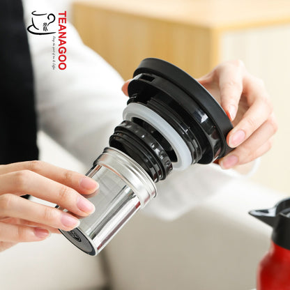 After pouring the flower tea into the filter, the corresponding position of the lid ring can be used.