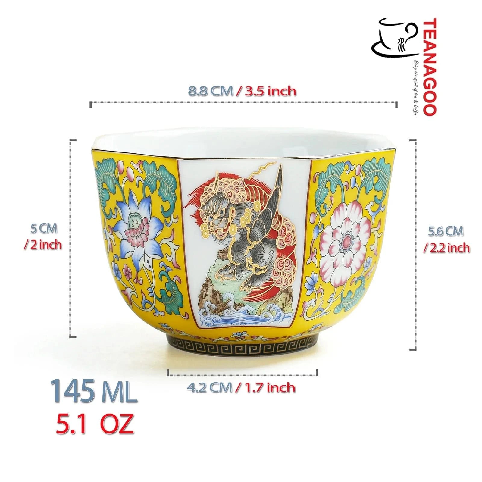handmade Chinese enamel porcelain octagonal tea cup 145ml
